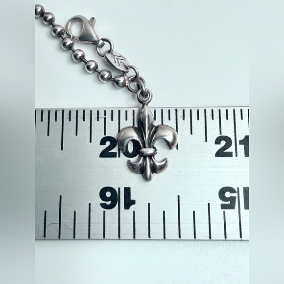 Silpada Rare HTF Sterling Fleur-Dis-Lis Charm Anklet w/Ball-Bead Chain - 9.5” - Picture 10 of 13
